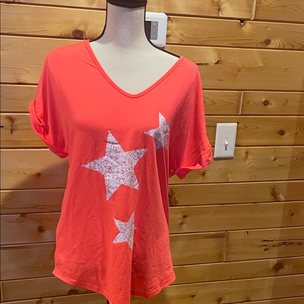 SHEIN Vivid Red Star Print Tee